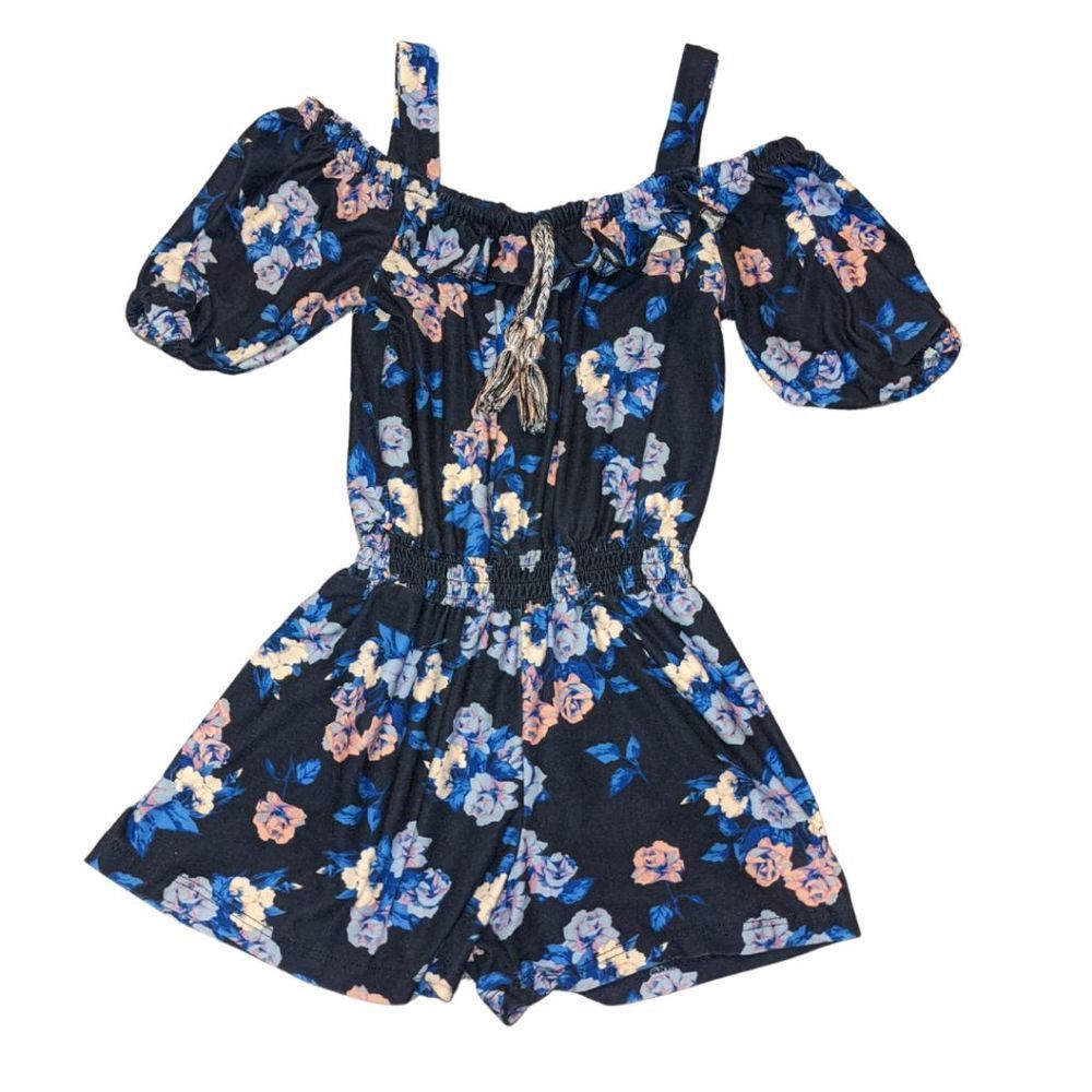 One Step Up | Blue Floral Romper, Size Small(4)
